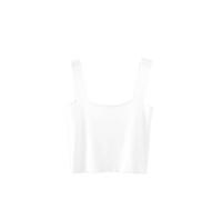 Canotta Da Donna - Top Estivo Corto E Sexy Senza Maniche In Maglia, Elegante, Da Festa, Da Strada, Da Donna, Alla Moda, Sottile, Con Fondo A Canotta, Bianco, Taglia S