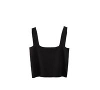 Canotta Da Donna - Top Estivo Corto E Sexy Senza Maniche In Maglia, Elegante, Da Festa, Da Strada, Da Donna, Alla Moda, Sottile, Con Fondo A Canotta, Nero, Taglia S