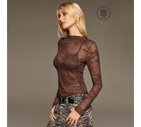 Canotta da donna verde a maniche lunghe in pizzo con volant, trasparente, sexy, stile Y2K Millennium Hot Girl, retrò, adatta per tutte le stagioni L,M,S,XSColore unicoPizzo,Tessuto intrecciato