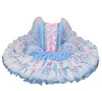 Canotta da Ragazza, Gonna tutù Body da Balletto Abito da Ballerina in Pizzo tutù da Lago dei cigni Costumi da Ballerina per competizioni di Danza,Blue1,120