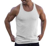 Canotta da uomo canottiera senza maniche estiva casual ad asciugatura rapida atletica leggera allenamento corsa palestra canotta da uomo, Bianco, L