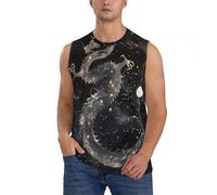 Canotta da uomo con drago cinese incandescente modello luna drago gilet casual senza maniche t-shirt, multicolore, L