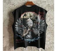 Canotta da uomo con grafica di ali d'angelo, stile di strada americano con slogan L,M,S,XL,XXLRitrattoTessuto in maglia