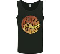 Canotta da uomo con scritta "Peace allows Love", stile hippie, Nero , S