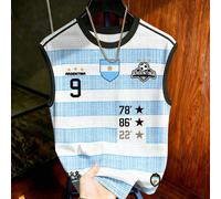 Canotta da uomo con stampa della squadra argentina, top senza maniche a righe da calcio, perfetta per allenamento, feste, uso all'aperto & quotidiano, studenti & abbigliamento casual, vacanze L,M,S,XL