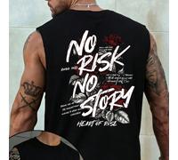 Canotta da uomo estiva alla moda e versatile, con stampa minimalista a rose e lettere, collo rotondo L,M,S,XL,XS,XXLGrafico,Lettere,PianteTessuto in maglia