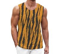 Canotta da uomo estiva casual alla moda senza maniche maglietta morbida traspirante 3D stampata grafica muscolare gilet per vacanze magliette per uomo, Grigio, XL