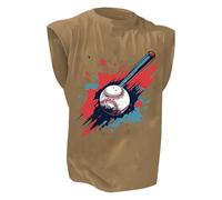 Canotta da uomo estiva da baseball stampata girocollo spiaggia vacanze gilet casual senza maniche maglietta festa spiaggia baseball canotte da uomo, cachi, L
