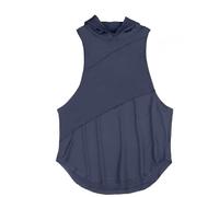 Canotta da uomo gilet da corsa senza maniche vestibilità ampia estiva base top classica t-shirt tinta unita ad asciugatura rapida sportiva palestra sci canotta, Blu navy, L