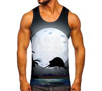 Canotta da uomo hawaiana gilet estivo casual senza maniche maglietta muscolare leggera vestibilità regolare traspirante stampata spiaggia sci canotta, Nero , S