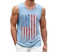 Canotta da uomo hawaiana gilet estivo casual senza maniche maglietta muscolare leggera vestibilità regolare traspirante stampata spiaggia sci canotta, Azzurro, L