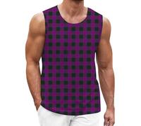 Canotta da uomo hawaiana gilet estivo casual senza maniche maglietta muscolare leggera vestibilità regolare traspirante stampata spiaggia cinghia spaghetti canotta, Viola, M