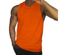 Canotta da uomo leggera in cotone, sottoveste da uomo, per palestra e corsa, senza maniche, tank top traspirante, non opaco, canottiera sportiva, muscle-shirt, ad asciugatura rapida, Colore: arancione