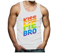 Canotta da uomo LGBT Colore Neon Monogrammato Stampato Canotta Uomo Gay Pride Month Arcobaleno Canotte Colorate Maglietta Senza Maniche LGBTQ Tank Top Sport Casual Ete T Shirt Bodybuilding, 01-bianco