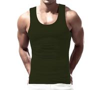 Canotta da uomo per allenamento fitness bodybuilding camicia ad asciugatura rapida camicia senza maniche gilet allenamento palestra canotte da uomo, Verde militare, XL
