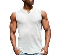 Canotta da uomo senza maniche estiva casual ad asciugatura rapida atletica leggera allenamento corsa palestra spaghetti strap canotta, Bianco, L