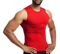 Canotta da uomo senza maniche, estiva, casual, ad asciugatura rapida, atletica, leggera, per allenamento, corsa, palestra, canottiera da uomo, Rosso, M