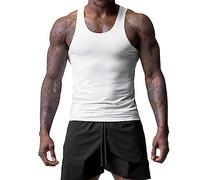 Canotta da uomo tinta unita allenamento muscolare senza maniche leggera vestibilità ampia estate casual maglietta muscolare per lavoro sportivo canotta uomo canotta intima, Bianco, L