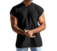 Canotta da uomo tinta unita tinta unita allenamento muscolare senza maniche leggera vestibilità ampia estiva casual gilet muscolare maglietta per lavoro sportivo canotte taglie forti da uomo, Nero , L
