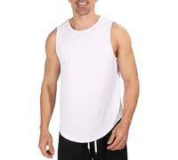 Canotta da uomo tinta unita tinta unita allenamento muscolare senza maniche leggera vestibilità ampia estiva casual gilet per sport lavoro sci canotta, bianco, L