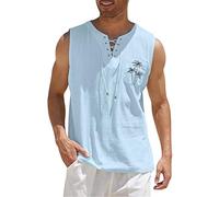 Canotta da uomo tinta unita tinta unita allenamento muscolare senza maniche leggera vestibilità ampia estiva casual gilet muscolare maglietta per lavoro sportivo canotta doppia fodera, Blu, L