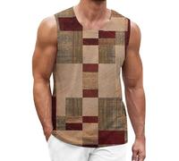Canotta da uomo traspirante stampata grafica leggera estiva casual vestibilità ampia festa streetwear vacanza classica gilet sci canotta, cachi, L