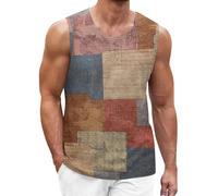 Canotta da uomo traspirante stampata grafica leggera estiva casual vestibilità ampia festa streetwear vacanza classica gilet sci canotta, Caff, L