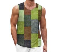 Canotta da uomo traspirante stampata grafica leggera estiva casual vestibilità ampia festa streetwear vacanza classica gilet sci canotta, Verde, S