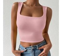 Canotta donna attillata a vita alta dal colore unito con scollo a U L,M,S,XS,XXSColore unicoTessuto in maglia