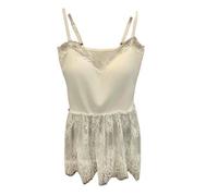 Canotta Donna Canotta da Donna con Volant E Bordo in Pizzo, Top Senza Maniche con Spalline Sottili Regolabili, Stile Anni 2000 per Tutti I Giorni.-Bianco-One Size