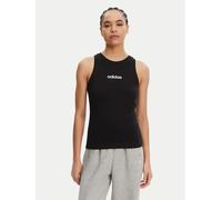 adidas Donna Essentials Linear Slim Cotton Tank Shirt, Black/White, L