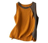 Canotta Donna Cotone Loose Morbido Casual Canotta Estiva Comodo Cotone E Lino Traspirante Top Basic Girocollo Scollo Tinta Unita Canottiera Fitness Senza Maniche Jogging Elasticizzato Tank Top