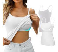 Canotta Donna Cotone Tank Top Canottiera con Reggiseno Incorporato Canotta di Base Estiva Scollo a V Cami Camisole Spalline Regolabili Tank Shirt Senza Maniche Camicia Imbottita Casual Canottiera