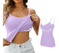 Canotta Donna Cotone Tank Top Canottiera con Reggiseno Incorporato Canotta di Base Estiva Scollo a V Cami Camisole Spalline Regolabili Tank Shirt Senza Maniche Camicia Imbottita Casual Canottiera