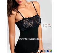 Canotta donna Egi a spalla stretta in cotone Modal con balza in pizzo art 1135
