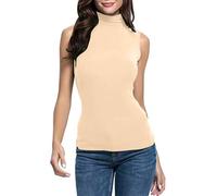 Canotta Donna Elegante Lupetto Donna Maglietta da Donna Senza Maniche, Basic con Collo Alto Sottogiacca Top,Dolcevita Smanicato Donna in Tinta Unita,Gilet alla Moda