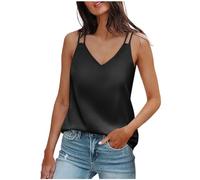 Canotta Donna Elegante Maglietta Sportiva Camisola in Seta Satinata con Scollo a V Perfetta per Giorni Estivi con Spalline Eleganti