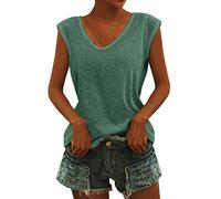 Canotta Donna Estivo Spalla Larga EstivaCanotta Scollata Canotta Elegante Cotone,Canottiera Sportiva Palestra Lunga Canotta SportivaCurvy Sexy,Top Donna Estivi,Maglia Donna Elegante (Mint Green, L)