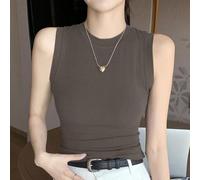 Canotta Donna Girocollo, Tessuto Elastico, Copertura Laterale(Coffee XL) | Per Look Casual, Leggero e Traspirante, , Tessuto Liscio, Solidi