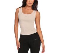 CANOTTA DONNA GUESS triangle patch canotta a costine SMASH TAUPE GRIGIO 423647