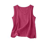 Canotta Donna Lino Estiva Curvy Camicia Senza Maniche Spalla Larga Elegante Tank Top Leggero Canottiera Casual Tinta Unita Blusa Tops Taglie Forti per L'Estate alla Moda da Spiaggia