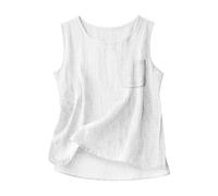 Canotta Donna Lino Estiva Curvy Camicia Senza Maniche Spalla Larga Elegante Tank Top Leggero Canottiera Casual Tinta Unita Blusa Tops Taglie Forti per L'Estate alla Moda da Spiaggia