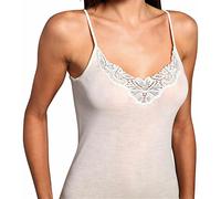 Canotta donna Moretta a spalla stretta in lana seta con pizzo macramè art T5020