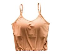 Canotta Donna Palestra Top Cotone Scollo a V Spalla Larga Canottiera Con Reggiseno Cotone Tank Top Estiva Push Up Spalline Regolabili Sexy Senza Maniche Senza Cuciture Imbottita Sportivo Palestra