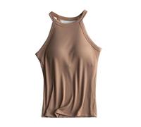 Canotta Donna Reggiseno Incorporato Canotta Sexy Donna Scollata Spalla Larga Casual Estiva Bluse Spalline Regolabili Basic Imbottita Top Shirt Comoda E Traspirante Scollo a V Ampia Fitness Palestra