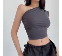 Canotta donna senza maniche spalle scoperte estiva casual tinta unita canotta