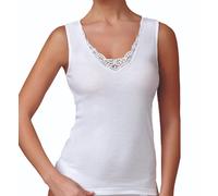 JADEA Canotta Donna 9201 - Confezione da 3, Spalla Larga con Eleganti Inserti in macramè in Caldo Cotone, Bianco, 3
