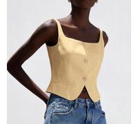 Canotta elegante da donna aderente, senza maniche, con scollo a U, adatta per l'ufficio L,M,S,XSColore unicoTessuto intrecciato