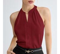 Canotta elegante da donna con collo alto e taglio, versatile per look romantico, elegante, casual business, ufficio, insegnante, invitato a matrimonio, autunno L,M,S,XL,XS,XXL,XXS,XXXL,XXXXLColore uni