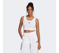adidas Donna Essentials Small Logo Cotton Lifestyle Tank, White/Black, M